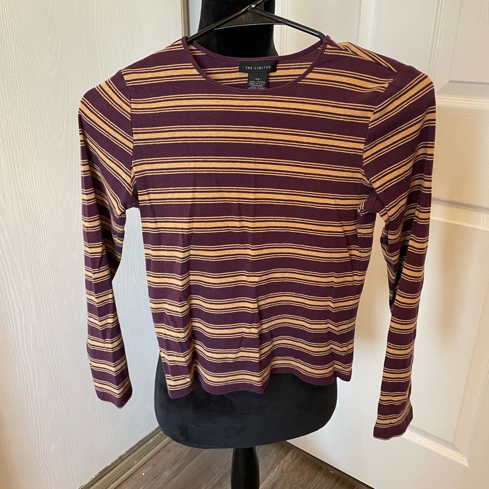The Limited Purple and Tan Striped Top Size XS